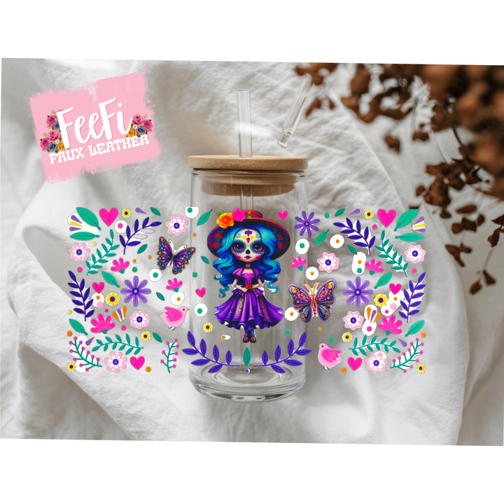 Sugar Skull Garden UV DTF Cup Wrap – Easy Cup Wrap for Tumblers & Projects FeeFiFauxLeather