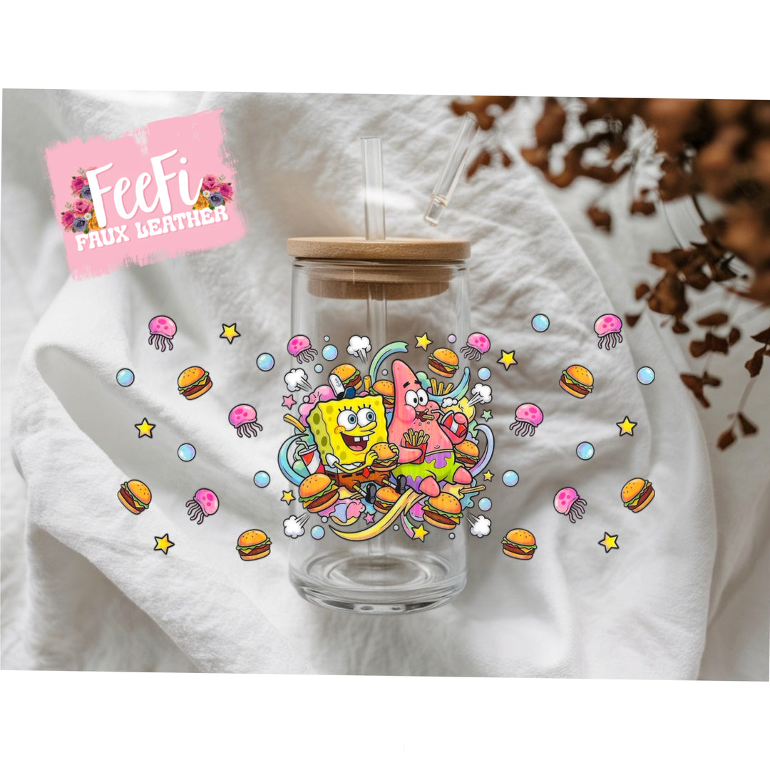 Spongebob UV DTF Cup Wrap – Easy Cup Wrap for Tumblers & Projects FeeFiFauxLeather