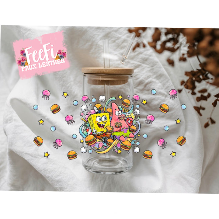 Spongebob UV DTF Cup Wrap – Easy Cup Wrap for Tumblers & Projects FeeFiFauxLeather