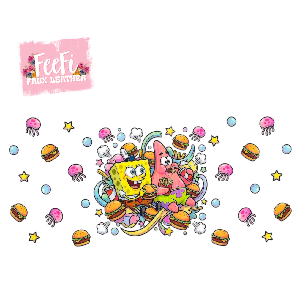 Spongebob UV DTF Cup Wrap – Easy Cup Wrap for Tumblers & Projects FeeFiFauxLeather