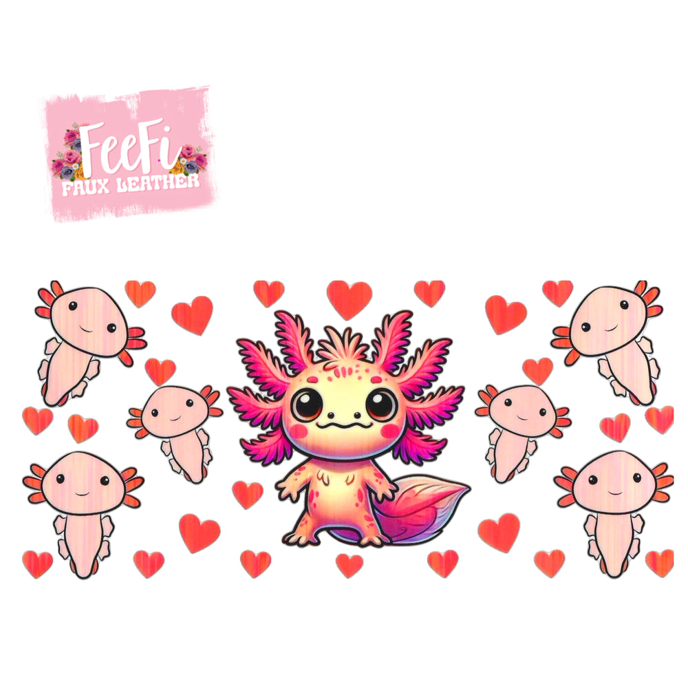 Axolotl Hearts UV DTF Cup Wrap – Easy Cup Wrap for Tumblers & Projects FeeFiFauxLeather