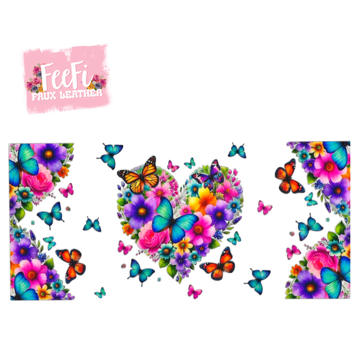 Butterfly and Flowers UV DTF Cup Wrap – Easy Cup Wrap for Tumblers & Projects FeeFiFauxLeather