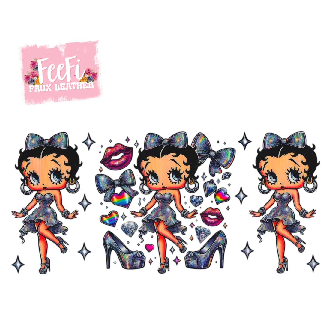 Betty Boop UV DTF Cup Wrap – Easy Cup Wrap for Tumblers & Projects FeeFiFauxLeather