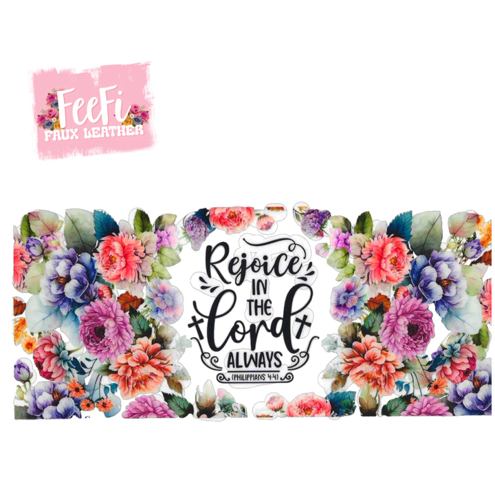 Cross and Flowers UV DTF Cup Wrap – Easy Cup Wrap for Tumblers & Projects FeeFiFauxLeather