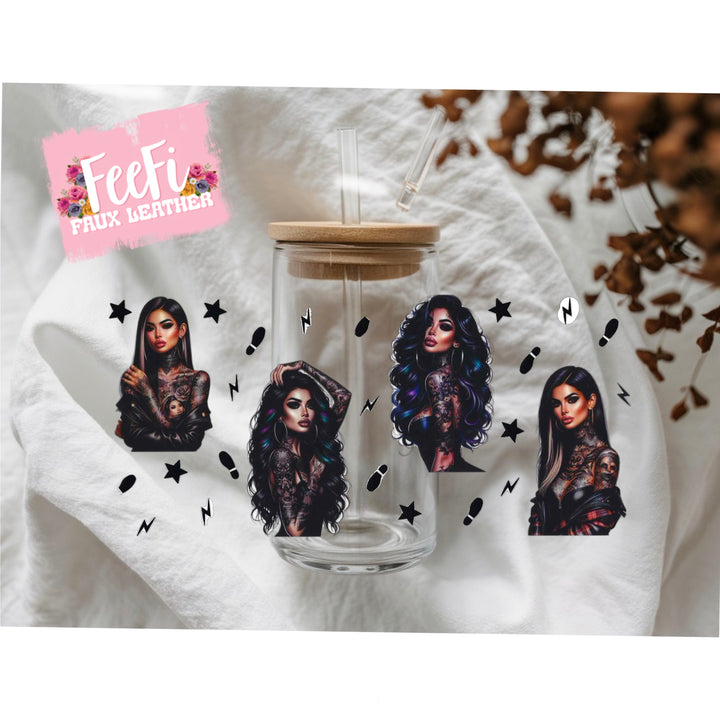 Girl UV DTF Cup Wrap – Easy Cup Wrap for Tumblers & Projects FeeFiFauxLeather