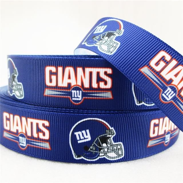 Giants Football Ribbon 1 Yard Printed Grosgrain Ribbon 7/8 inch wide FeeFiFauxLeather
