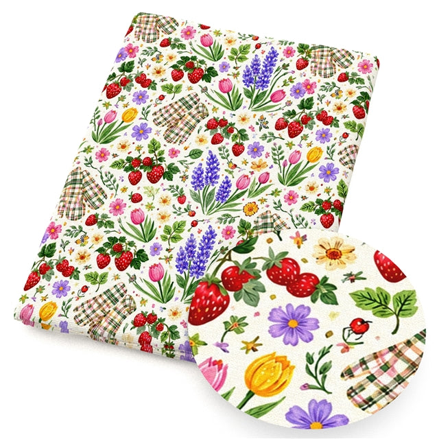 Fruit and Flowers Printed Faux Leather Sheet FeeFiFauxLeather