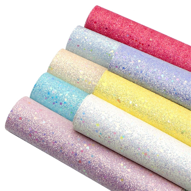 Sequin Chunky Glitter Printed Faux Leather FeeFiFauxLeather