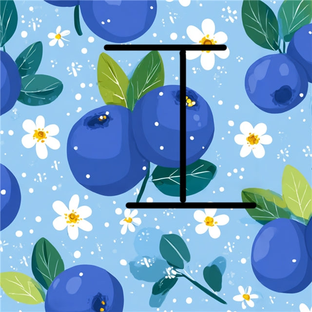Blueberry Flowers Printed Faux Leather Sheet FeeFiFauxLeather