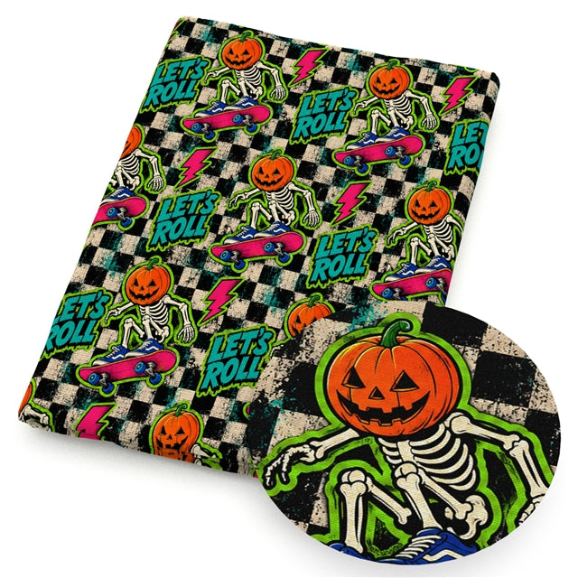 Pumpkins Halloween Bullet Printed Fabric FeeFiFauxLeather