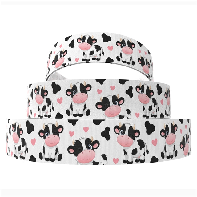 Cow Ribbon 1 Yard Printed Grosgrain Ribbon 1 1/2 inch wide FeeFiFauxLeather