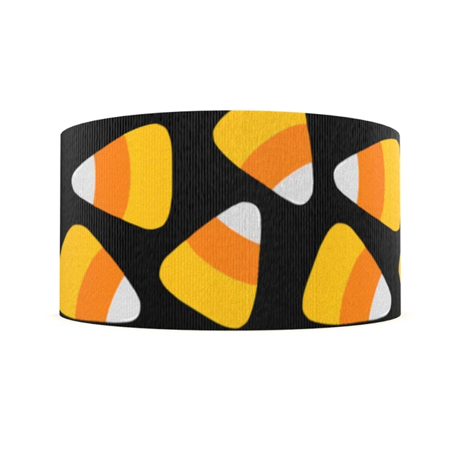 Candy Corn Halloween Ribbon 1 Yard Printed Grosgrain Ribbon 1 1/2 inch wide FeeFiFauxLeather
