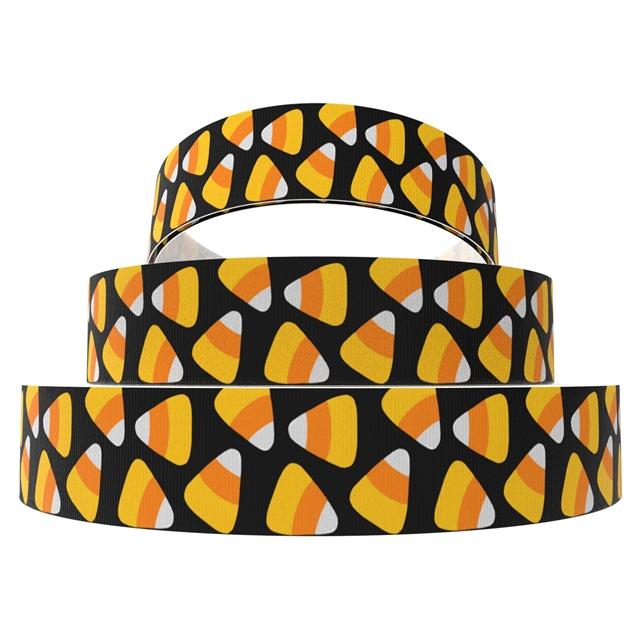 Candy Corn Halloween Ribbon 1 Yard Printed Grosgrain Ribbon 1 1/2 inch wide FeeFiFauxLeather