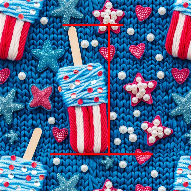 July 4th Red, White and Blue Printed Faux Leather Sheet FeeFiFauxLeather