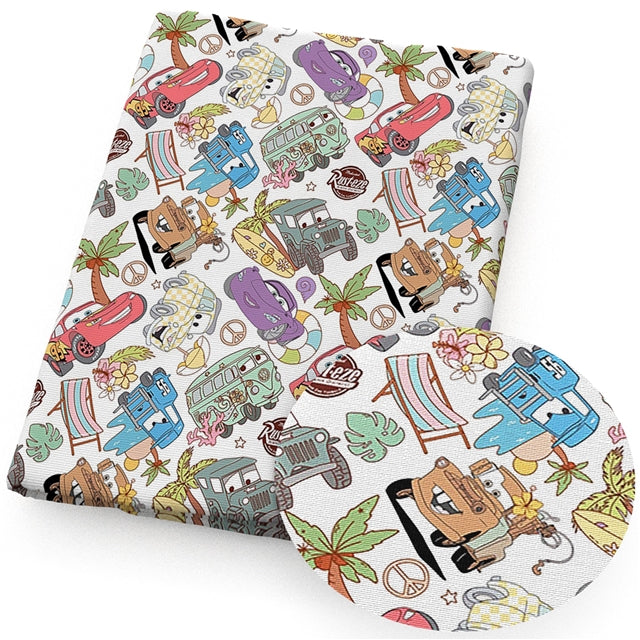 Cars Printed Faux Leather Sheet FeeFiFauxLeather