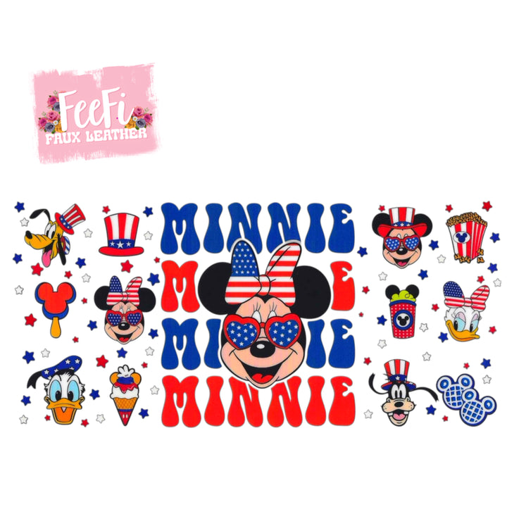 Mouse Red White and Blue July 4th UV DTF Cup Wrap – Easy Cup Wrap for Tumblers & Projects FeeFiFauxLeather