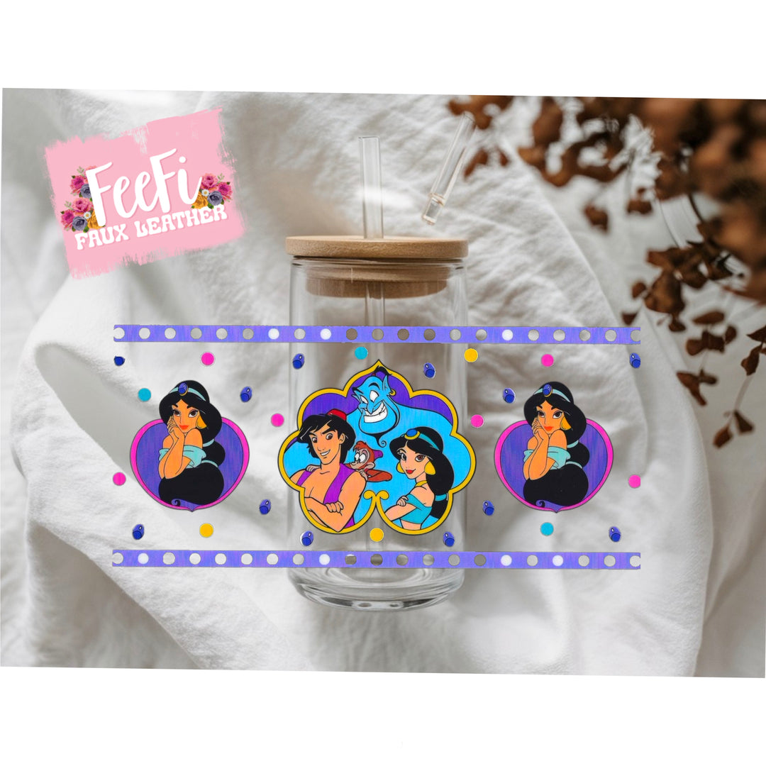 Princess Jasmine UV DTF Cup Wrap – Easy Cup Wrap for Tumblers & Projects FeeFiFauxLeather