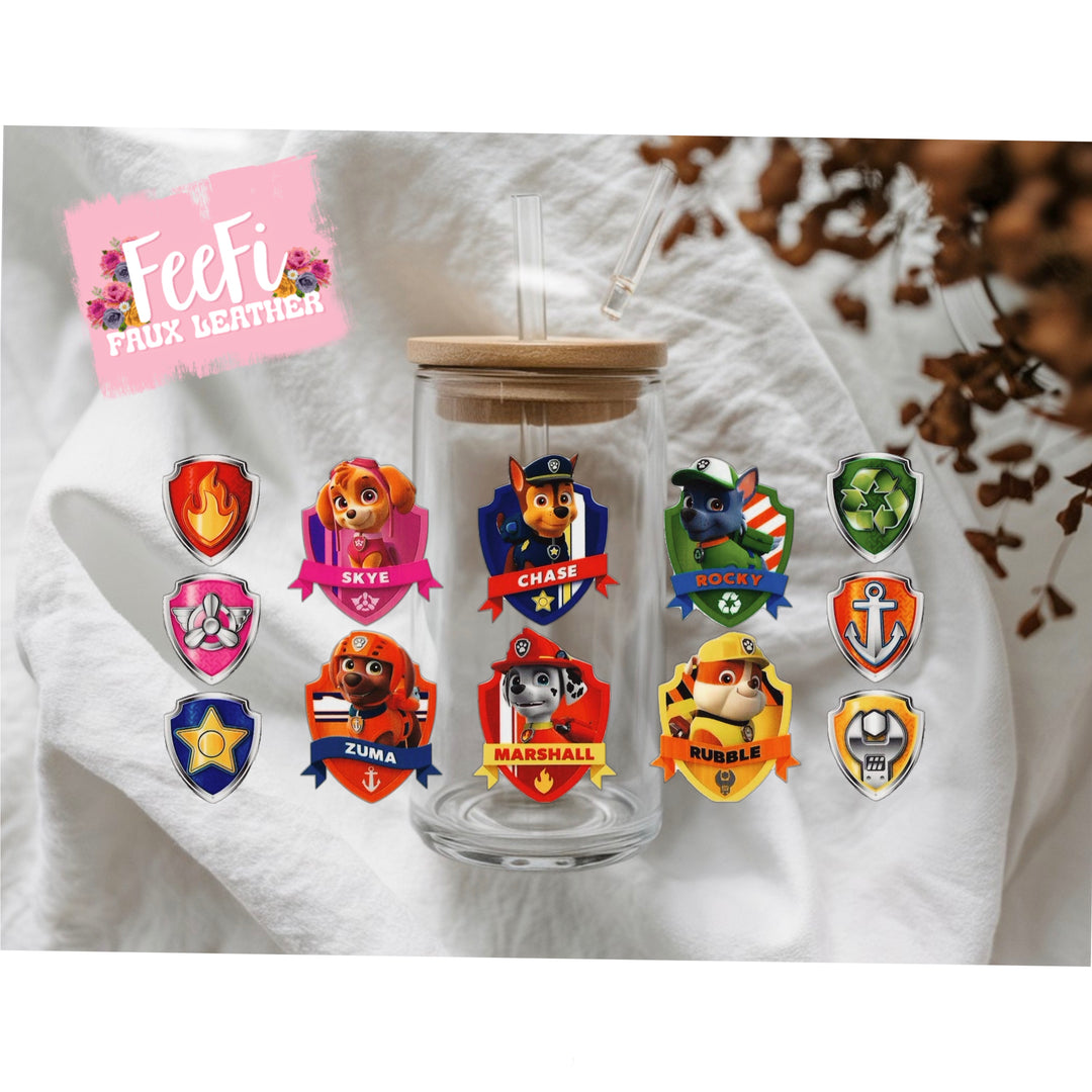 Paw Patrol UV DTF Cup Wrap – Easy Cup Wrap for Tumblers & Projects FeeFiFauxLeather