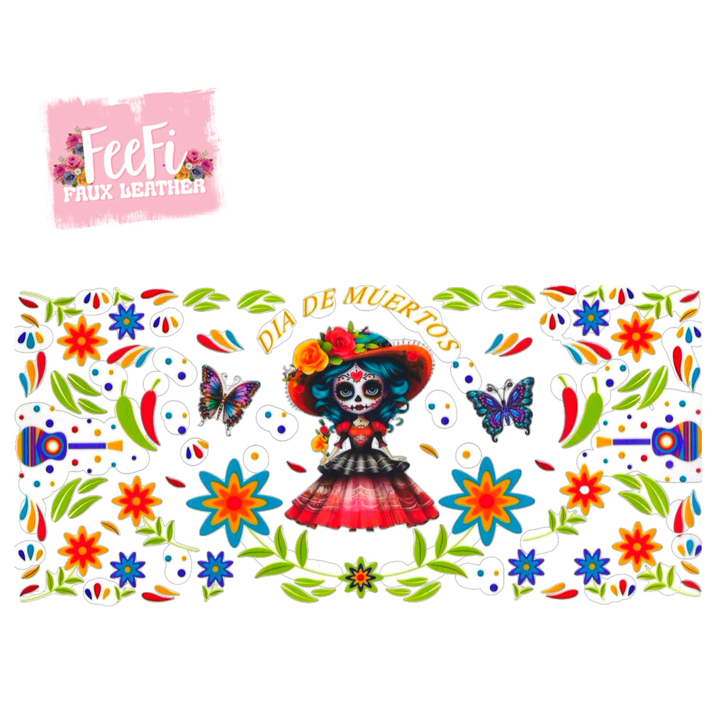 Sugar Skull Sweetheart UV DTF Cup Wrap – Easy Cup Wrap for Tumblers & Projects FeeFiFauxLeather
