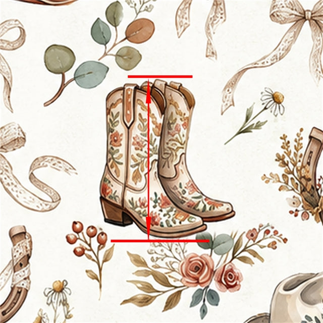 Cowboy Boots Cowgirl Printed Faux Leather Sheet FeeFiFauxLeather