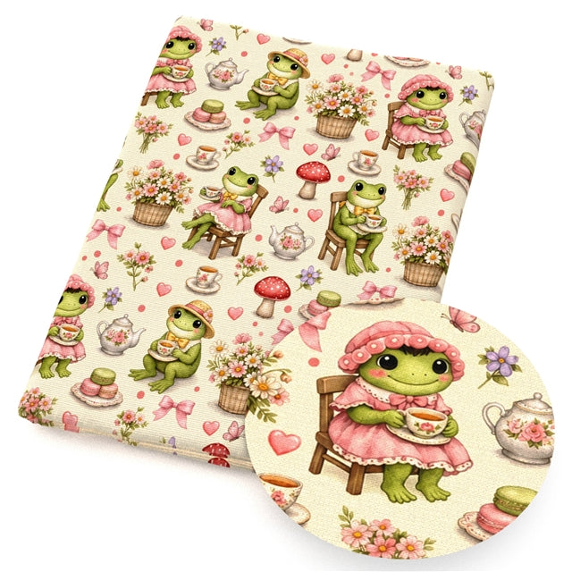Frog Animal Printed Faux Leather Sheet FeeFiFauxLeather