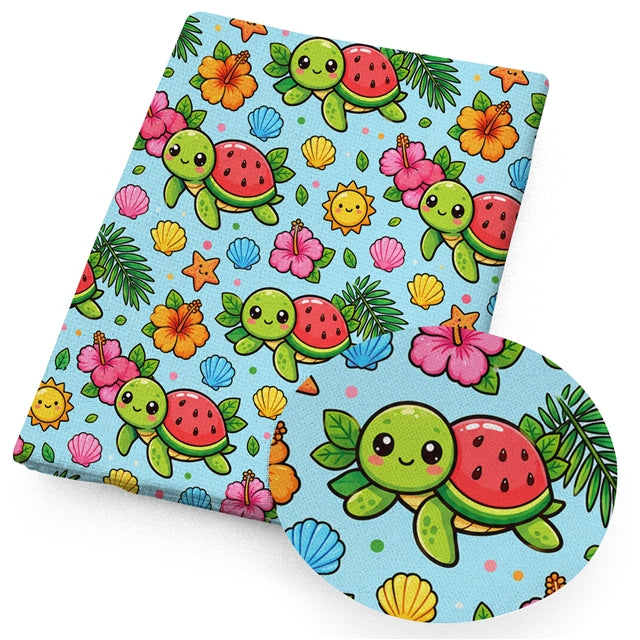 Turtles Animal Printed Faux Leather Sheet FeeFiFauxLeather
