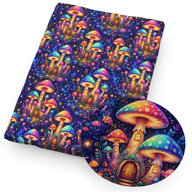 Mushrooms Printed Faux Leather Sheet FeeFiFauxLeather