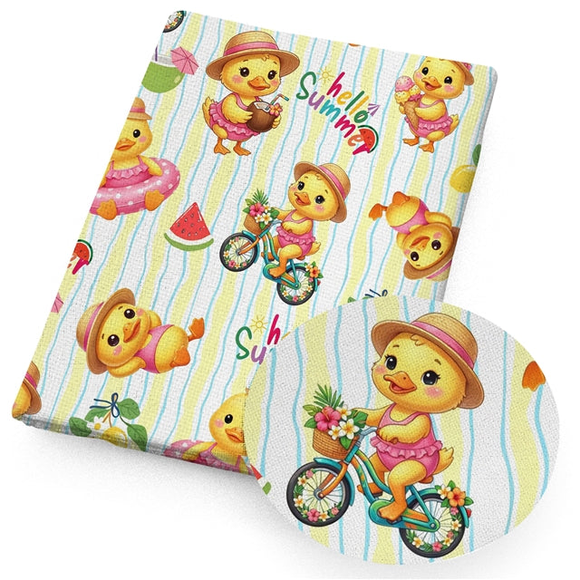 Ducklings Chicken Animal Printed Faux Leather Sheet FeeFiFauxLeather