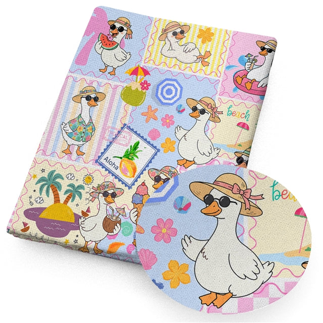 Goose Geese Animal Printed Faux Leather Sheet FeeFiFauxLeather