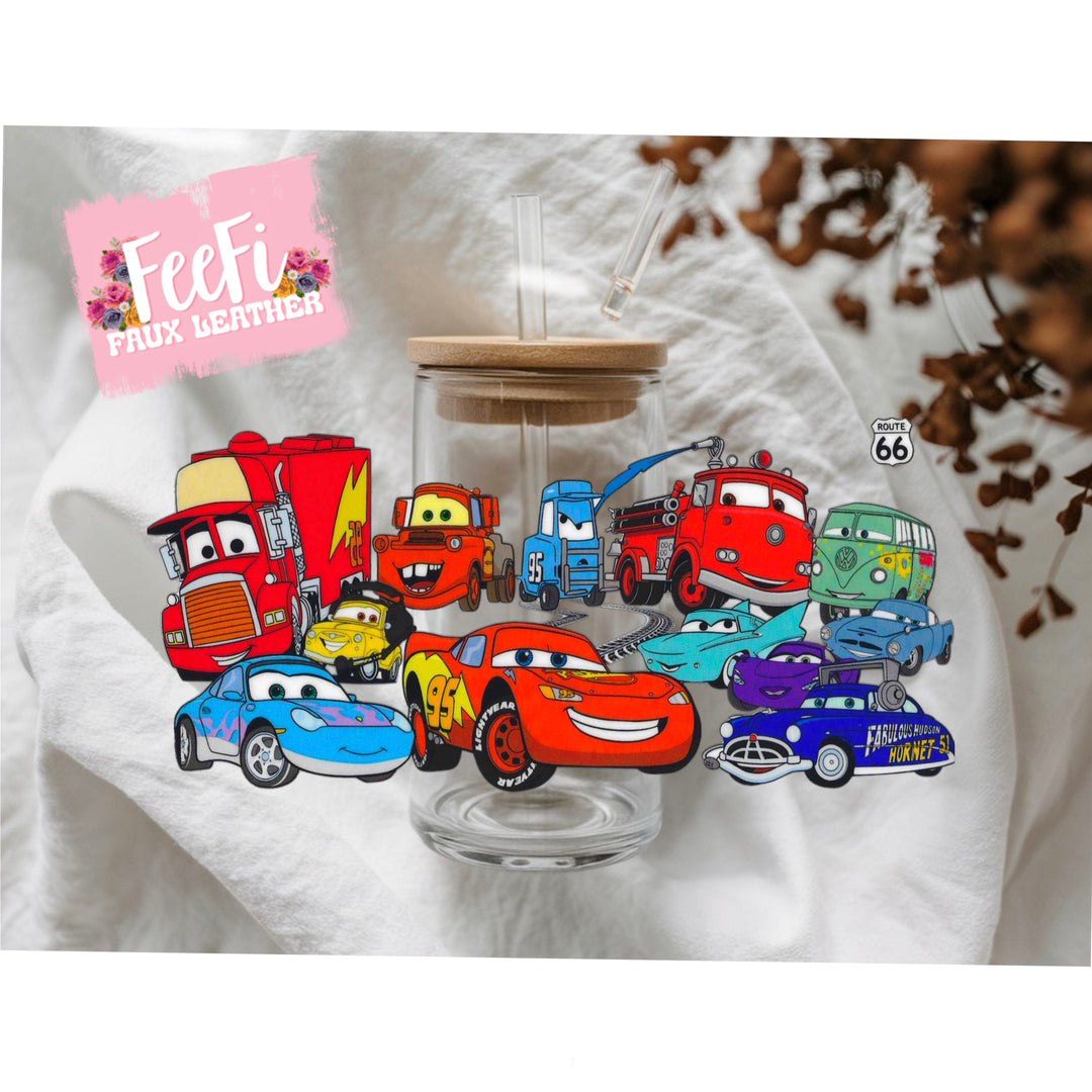 Cars UV DTF Cup Wrap – Easy Cup Wrap for Tumblers & Projects FeeFiFauxLeather