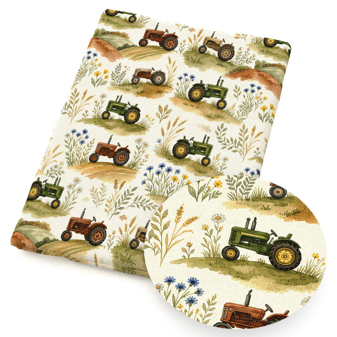 Farm and Tractor Printed Faux Leather Sheet FeeFiFauxLeather