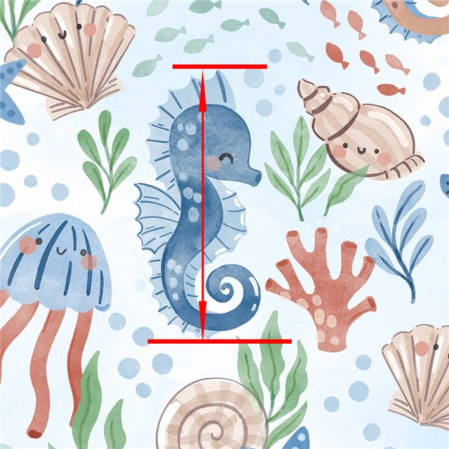 Seahorse Ocean Printed Faux Leather Sheet FeeFiFauxLeather