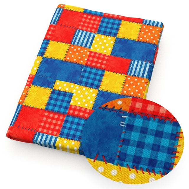 Patchwork Picnic Quilt Printed Faux Leather Sheet FeeFiFauxLeather