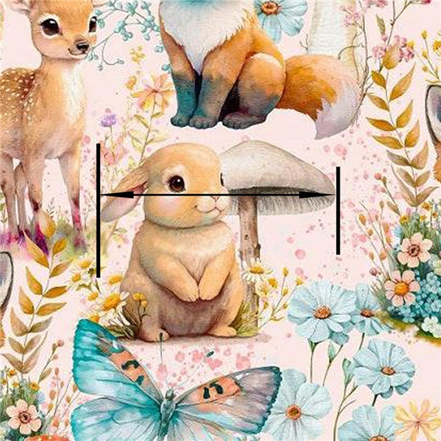 Forest Friends Fox Rabbit Butterfly Printed Faux Leather Sheet FeeFiFauxLeather