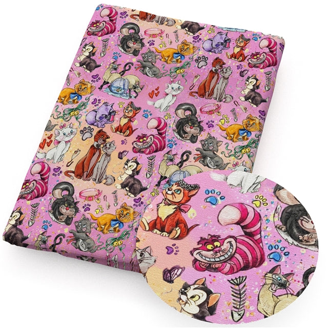 Curious Cats Printed Faux Leather Sheet FeeFiFauxLeather