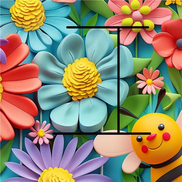 Bumble Bees & Flowers Printed Faux Leather Sheet FeeFiFauxLeather