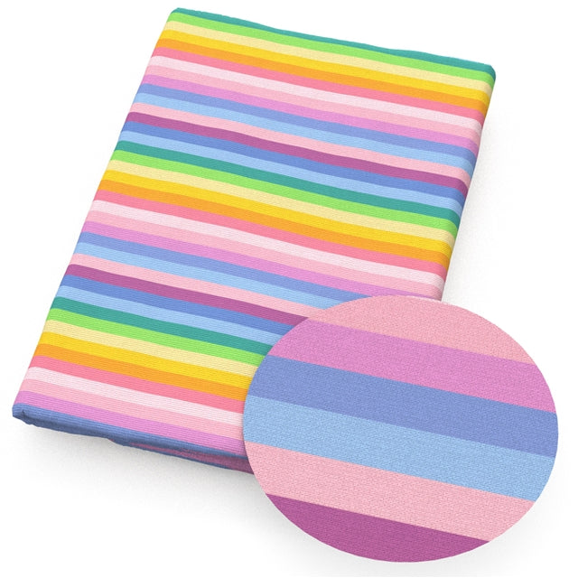 Colorful Stripes Printed Faux Leather Sheet FeeFiFauxLeather