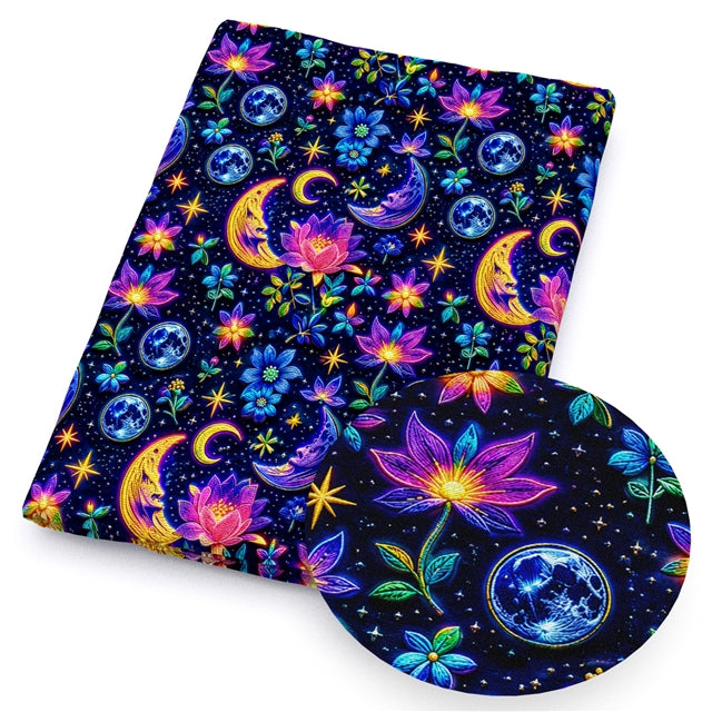 Midnight Bloom Printed Faux Leather Sheet FeeFiFauxLeather