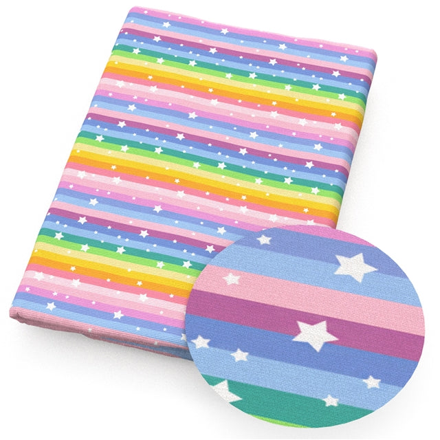 Colorful Stripes Printed Faux Leather Sheet FeeFiFauxLeather