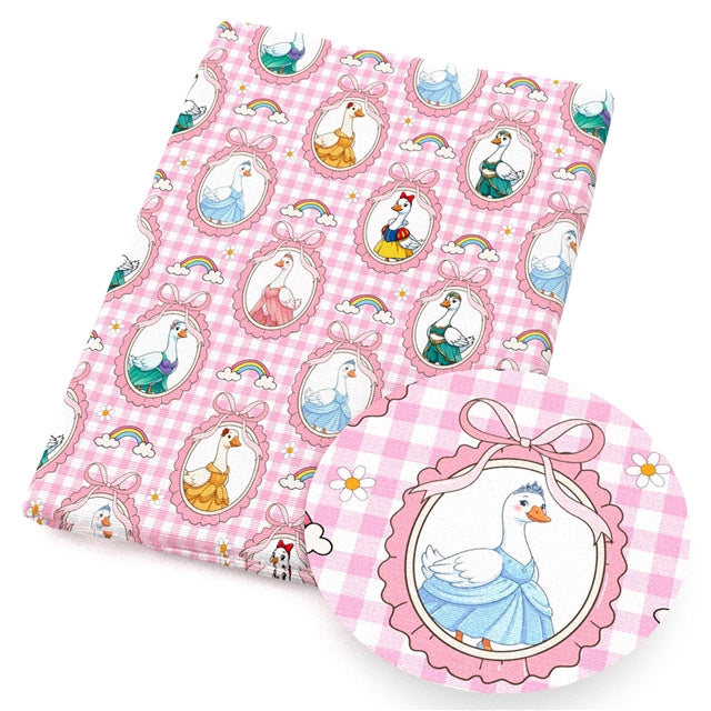 Goose Princesses Geese Animal Printed Faux Leather Sheet FeeFiFauxLeather