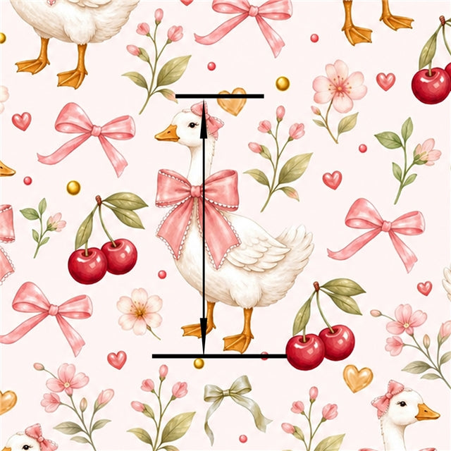 Goose Cherry Geese Animal Printed Faux Leather Sheet FeeFiFauxLeather