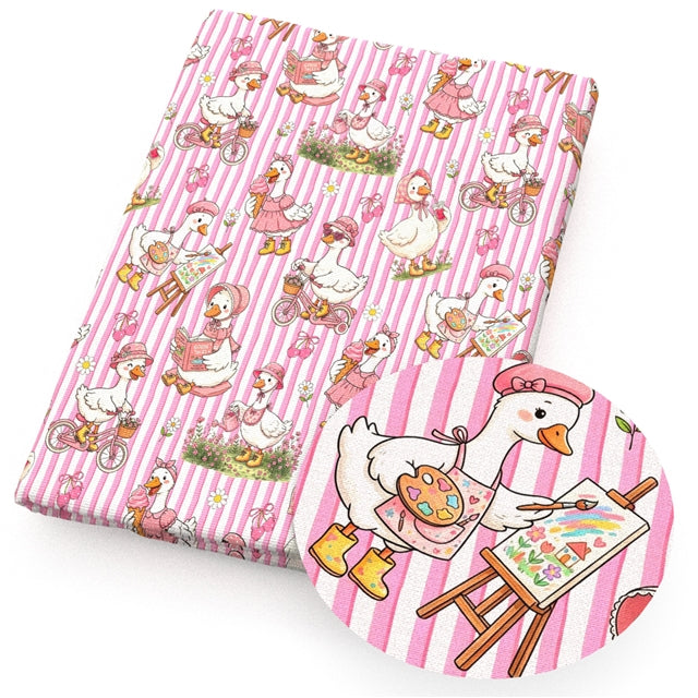 Goose Geese Animal Printed Faux Leather Sheet FeeFiFauxLeather