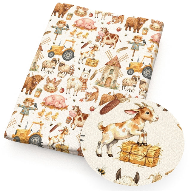 Farm Animals Printed Faux Leather Sheet FeeFiFauxLeather