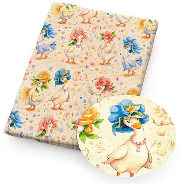Goose Geese Animal Printed Faux Leather Sheet FeeFiFauxLeather
