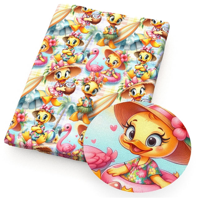 Aloha Ducklings Duck Chick Printed Faux Leather Sheet FeeFiFauxLeather