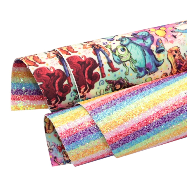 Characters Glitter Double Sided Faux Leather Sheet FeeFiFauxLeather