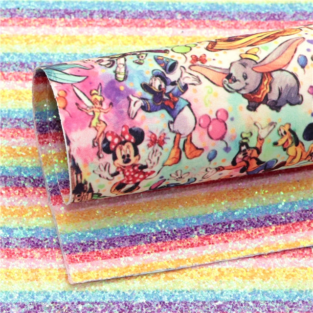 Characters Glitter Double Sided Faux Leather Sheet FeeFiFauxLeather