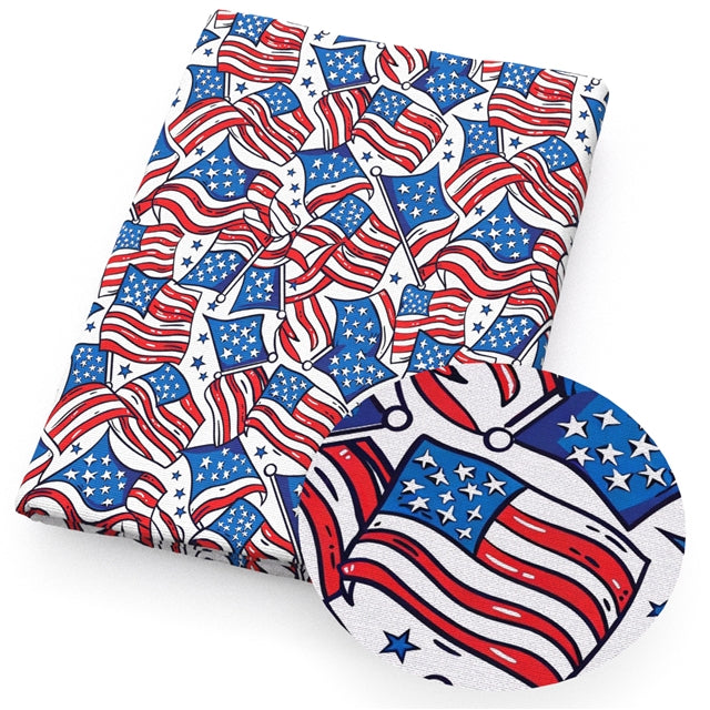 Red White and Blue July 4th Printed Faux Leather Sheet FeeFiFauxLeather