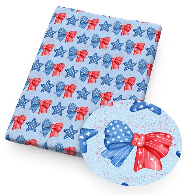 Red White and Blue July 4th Printed Faux Leather Sheet FeeFiFauxLeather