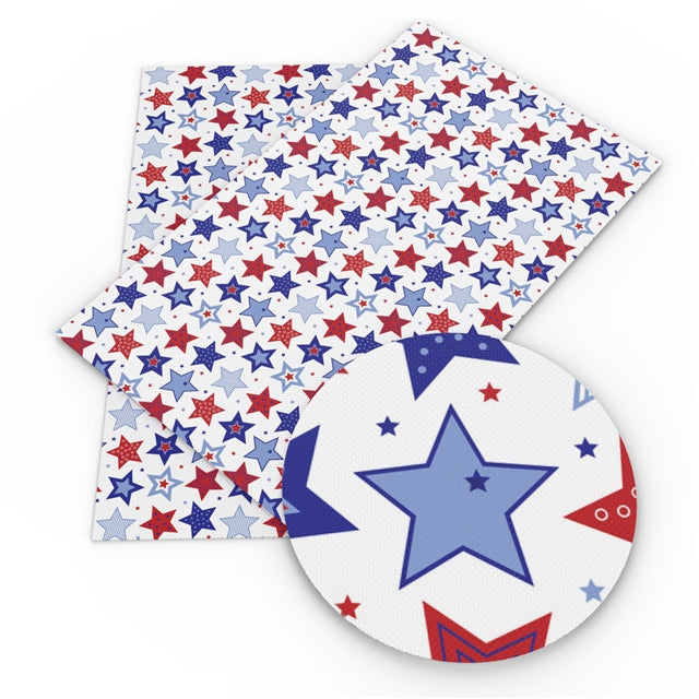 Red White and Blue July 4th Printed Faux Leather Sheet FeeFiFauxLeather